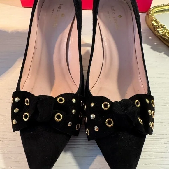 Kate Spade Justine Black Heels with Studded Embellishments - Picture 3 of 6